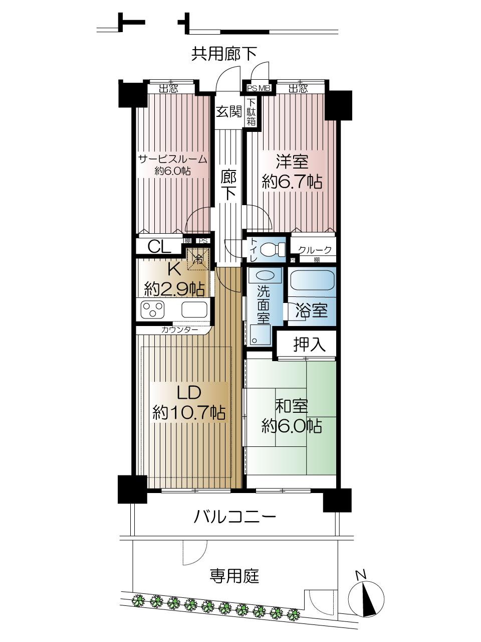 Floor plan. 2LDK + S (storeroom), Price 25,800,000 yen, Footprint 69.6 sq m , Balcony area 8.55 sq m
