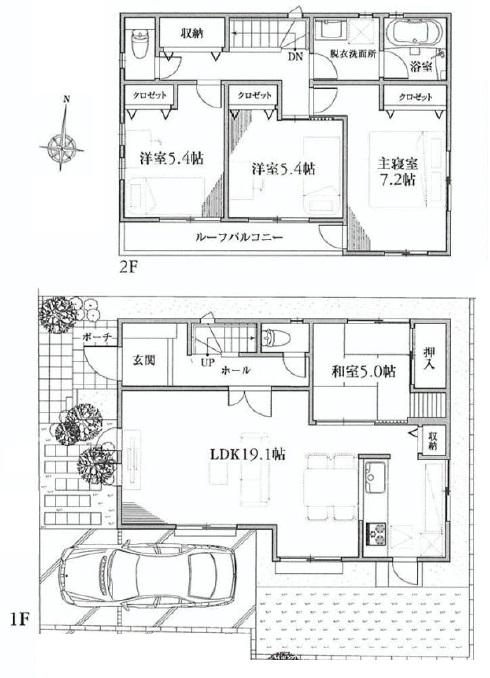 Floor plan. (A Building), Price 61,800,000 yen, 4LDK, Land area 104.34 sq m , Building area 101.02 sq m