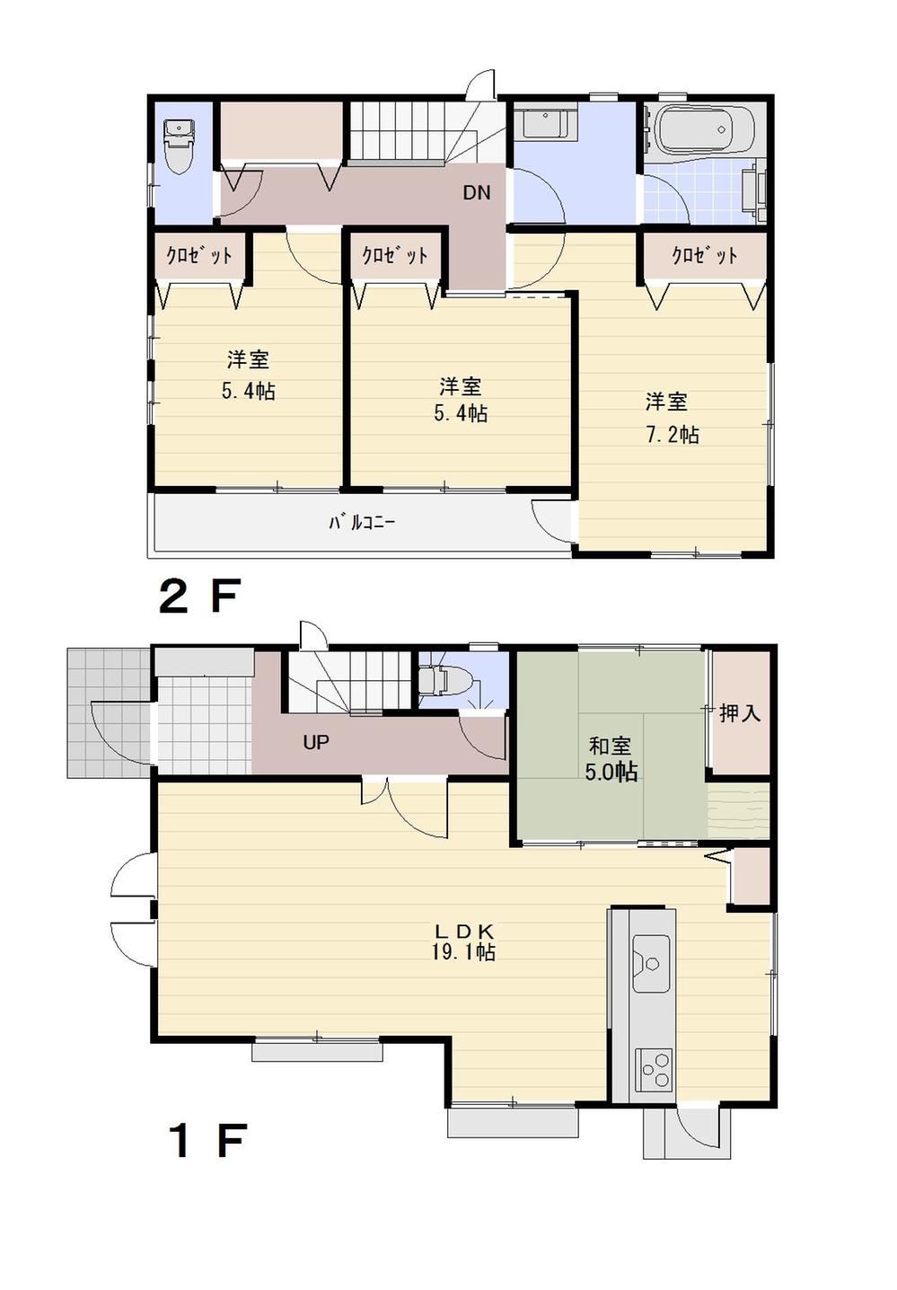 Floor plan. (A), Price 62,800,000 yen, 4LDK, Land area 104.34 sq m , Building area 101.02 sq m