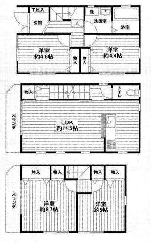 Floor plan. 21.3 million yen, 4LDK, Land area 65.36 sq m , Building area 92.52 sq m