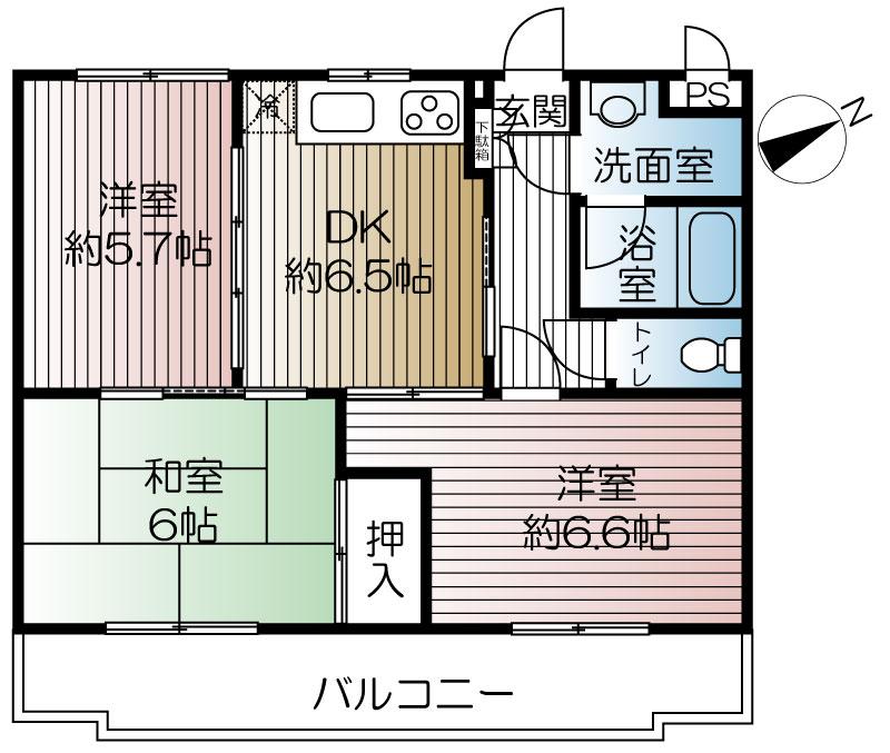 Floor plan. 3DK, Price 14.9 million yen, Occupied area 52.29 sq m , Balcony area 8.3 sq m