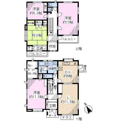Floor plan. 69,700,000 yen, 4LDK + S (storeroom), Land area 196.79 sq m , Building area 147.81 sq m