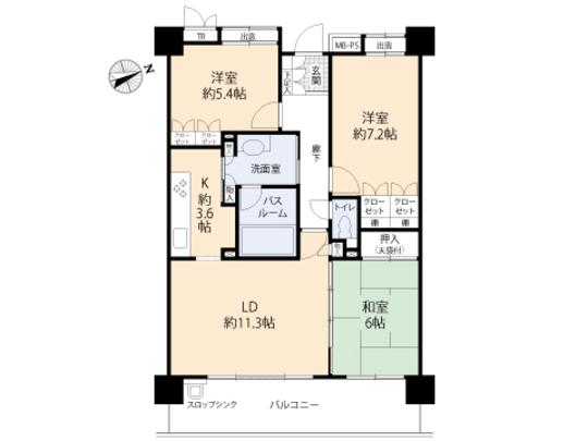 Floor plan. 3LDK, Price 25,800,000 yen, Occupied area 75.43 sq m , Balcony area 12.45 sq m floor plan