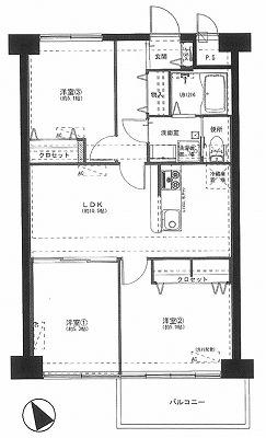 Floor plan. 3LDK, Price 29,900,000 yen, Footprint 61 sq m , Balcony area 6.75 sq m
