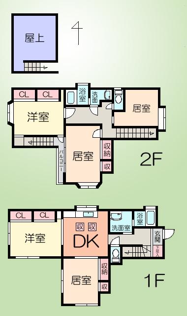 Floor plan. 33,300,000 yen, 5DK, Land area 132.35 sq m , Building area 79.18 sq m 5LDK + rooftop of the floor plan. It is also available as a two-family house.