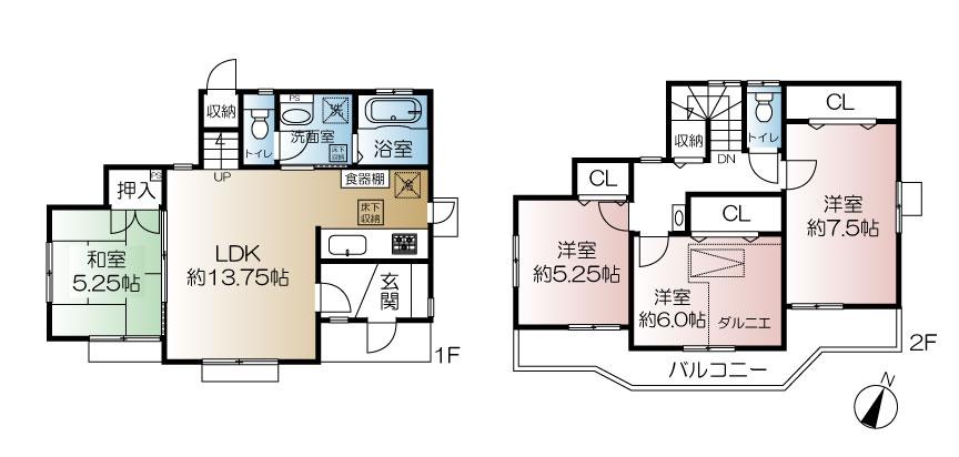 Floor plan. 42,800,000 yen, 4LDK, Land area 155 sq m , Building area 92.74 sq m