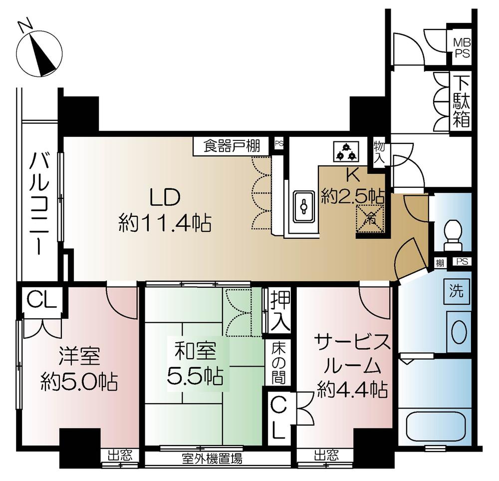 Floor plan. 2LDK + S (storeroom), Price 31,800,000 yen, Occupied area 62.74 sq m , Balcony area 3.16 sq m