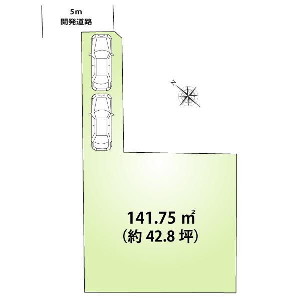 Compartment figure. Land price 27,800,000 yen, Sunny grounds of the land area 141.75 sq m south Hinadan
