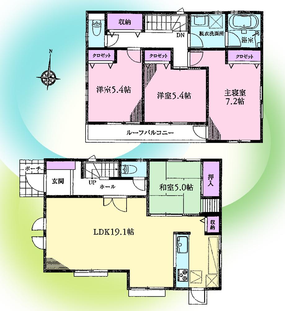 Floor plan. (A Building), Price 61,800,000 yen, 4LDK, Land area 104.34 sq m , Building area 101.02 sq m