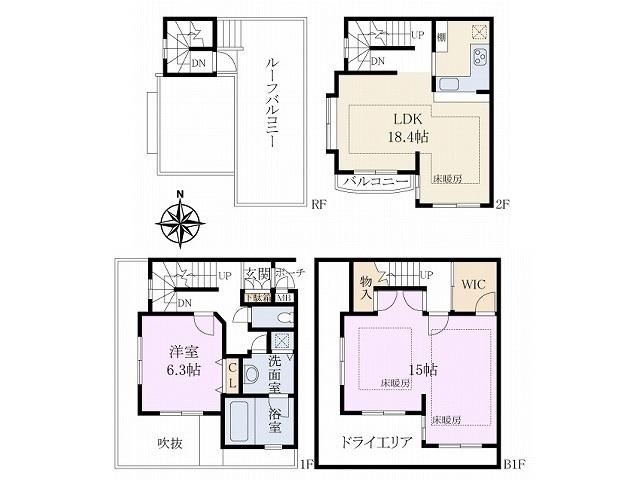 Floor plan. 2LDK, Price 46,800,000 yen, Footprint 101.98 sq m Panteyuru National Terrace House floor plan