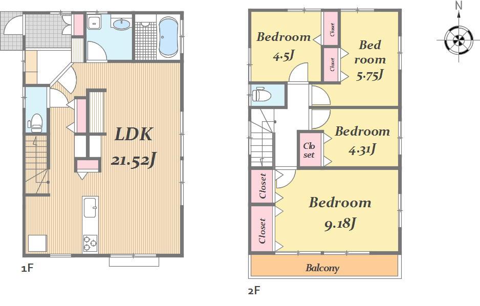 Floor plan. 58,800,000 yen, 4LDK, Land area 105.19 sq m , Building area 103.28 sq m