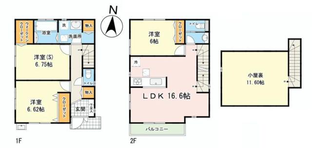 Floor plan. (Building 2), Price 44,800,000 yen, 3LDK, Land area 90.19 sq m , Building area 89.84 sq m