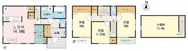 Floor plan. (4 Building), Price 44,800,000 yen, 3LDK, Land area 96.03 sq m , Building area 91.91 sq m