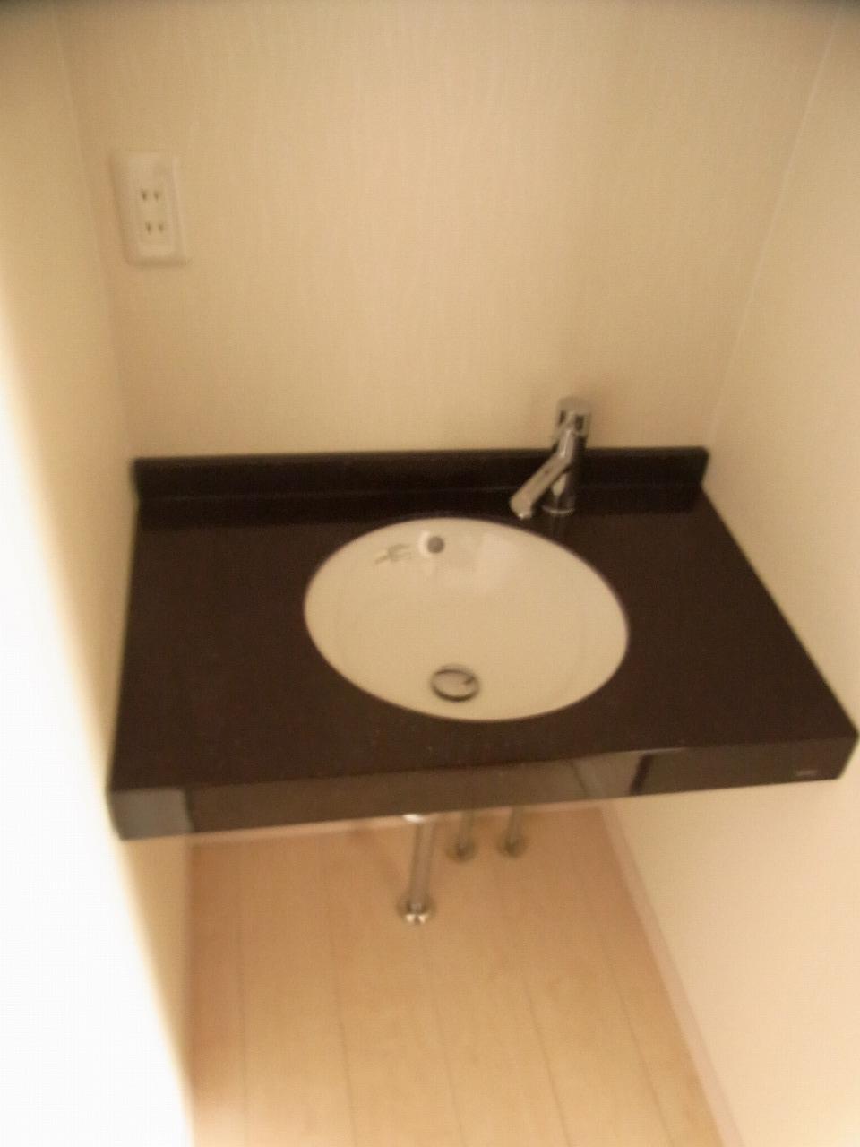 Wash basin, toilet. Wash bowl, such as Custom Built