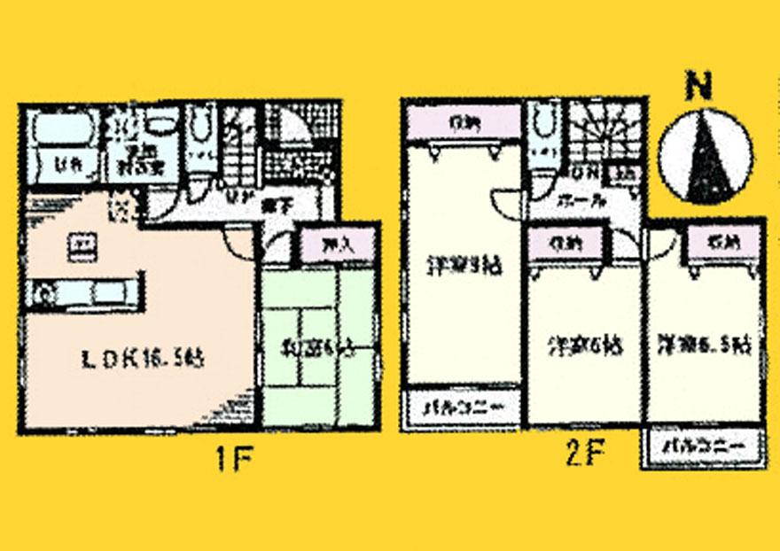 Floor plan. (1 Building), Price 47,300,000 yen, 4LDK, Land area 182 sq m , Building area 105.16 sq m