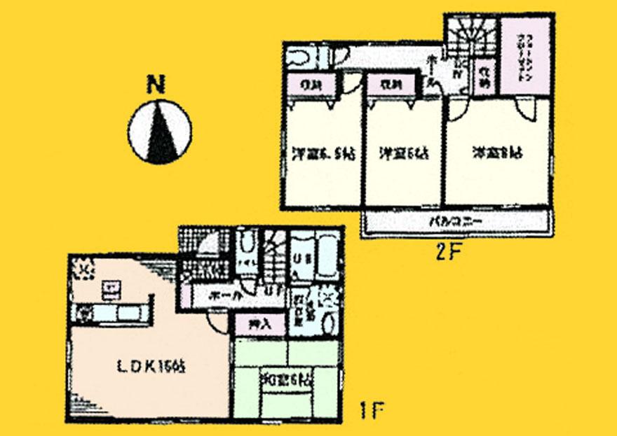 Floor plan. (4 Building), Price 47,800,000 yen, 4LDK, Land area 198.34 sq m , Building area 105.98 sq m