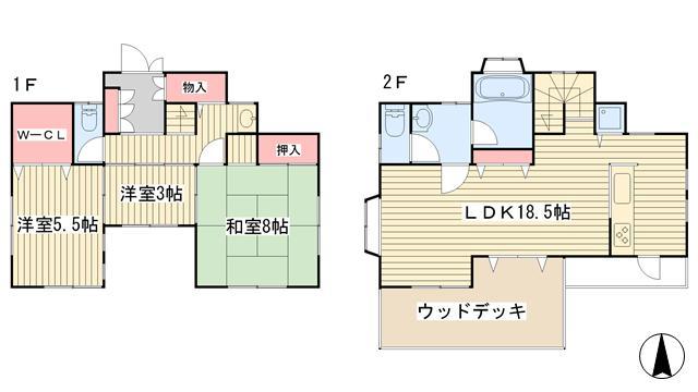 Floor plan. 34,800,000 yen, 3LDK, Land area 161.83 sq m , Building area 89.39 sq m