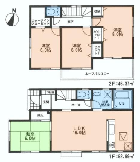 Floor plan. 39,800,000 yen, 4LDK, Land area 114.41 sq m , Building area 99.36 sq m