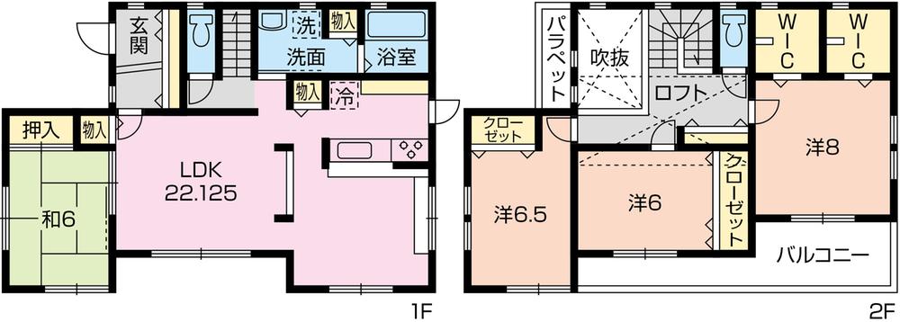 Floor plan. Price 54,800,000 yen, 4LDK, Land area 210.11 sq m , Building area 124.21 sq m