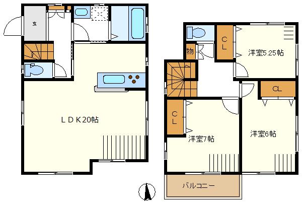 Floor plan. 34,800,000 yen, 3LDK, Land area 126.24 sq m , Building area 93.56 sq m antenna ・ P2 pcs eyes space created expenses ・ Room lighting fixtures, etc. will cost extra. Room curtain rail at seller specification ・ Living gifts.