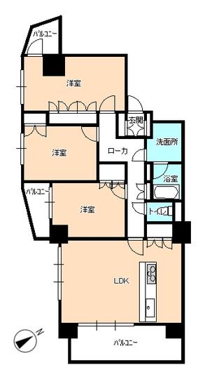 Floor plan. 3LDK, Price 38,480,000 yen, Occupied area 77.67 sq m , Balcony area 15.3 sq m