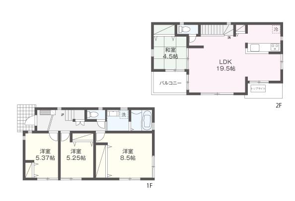 Floor plan. 34,800,000 yen, 4LDK, Land area 107 sq m , Building area 100.19 sq m