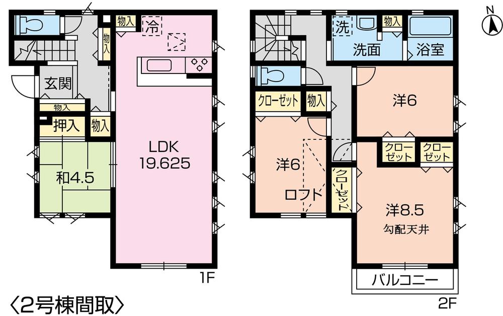 Floor plan. (Building 2), Price 51,800,000 yen, 4LDK, Land area 132.19 sq m , Building area 114.27 sq m