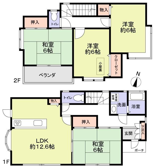 Floor plan. 21,800,000 yen, 4LDK, Land area 170.08 sq m , Building area 90.47 sq m