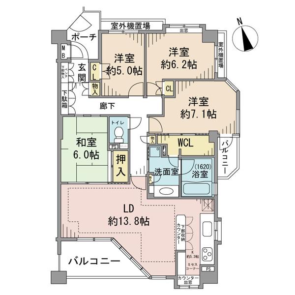 Floor plan. 4LDK, Price 44,800,000 yen, The area occupied 100.6 sq m , Balcony area 10.18 sq m
