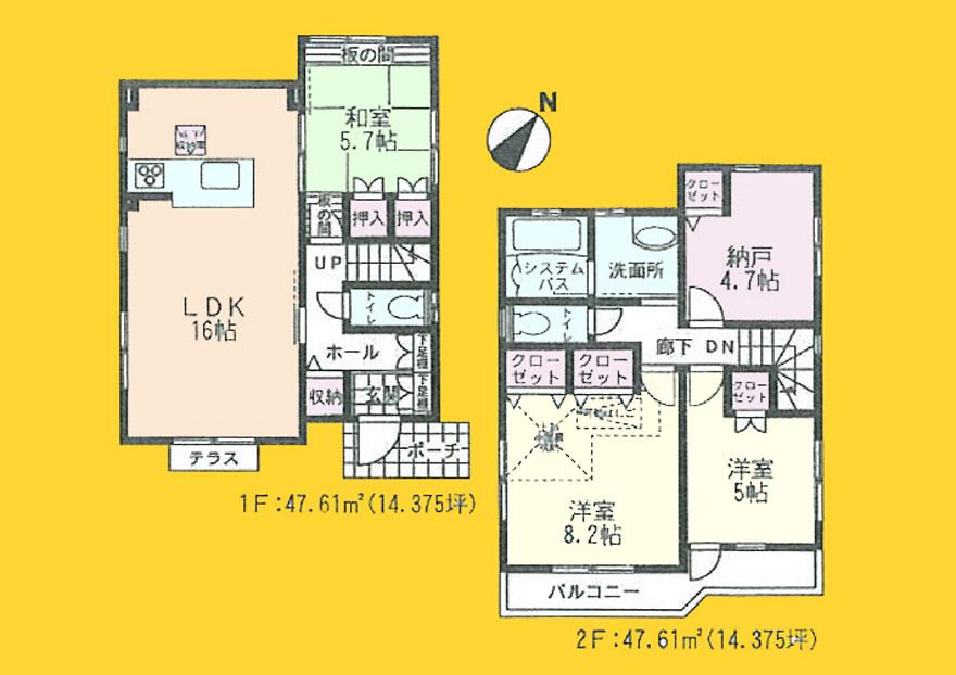 Floor plan. (Building 2), Price 32,800,000 yen, 3LDK+S, Land area 120.1 sq m , Building area 95.22 sq m