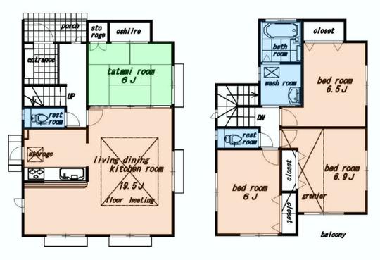 Floor plan. 42,300,000 yen, 4LDK, Land area 155.46 sq m , Building area 104.12 sq m