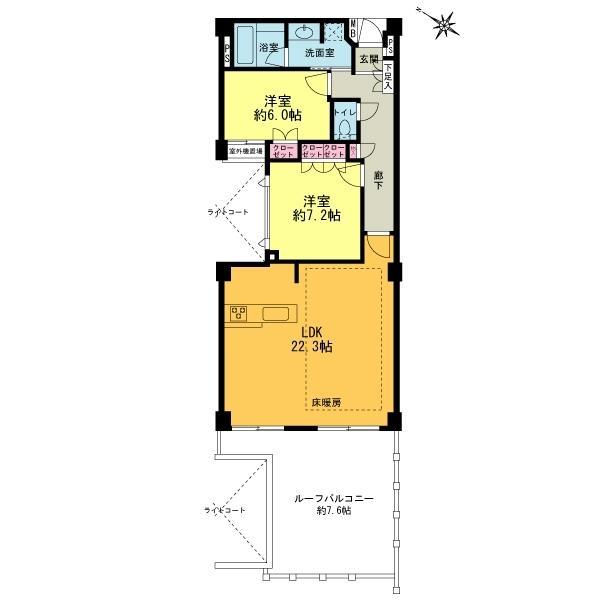 Floor plan. 2LDK, Price 33,800,000 yen, Occupied area 79.53 sq m , Balcony area 25.22 sq m floor plan