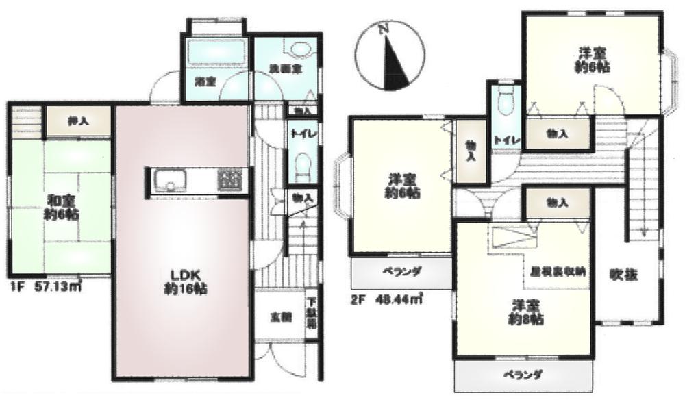 Floor plan. 29,800,000 yen, 4LDK, Land area 184.32 sq m , Building area 105.57 sq m