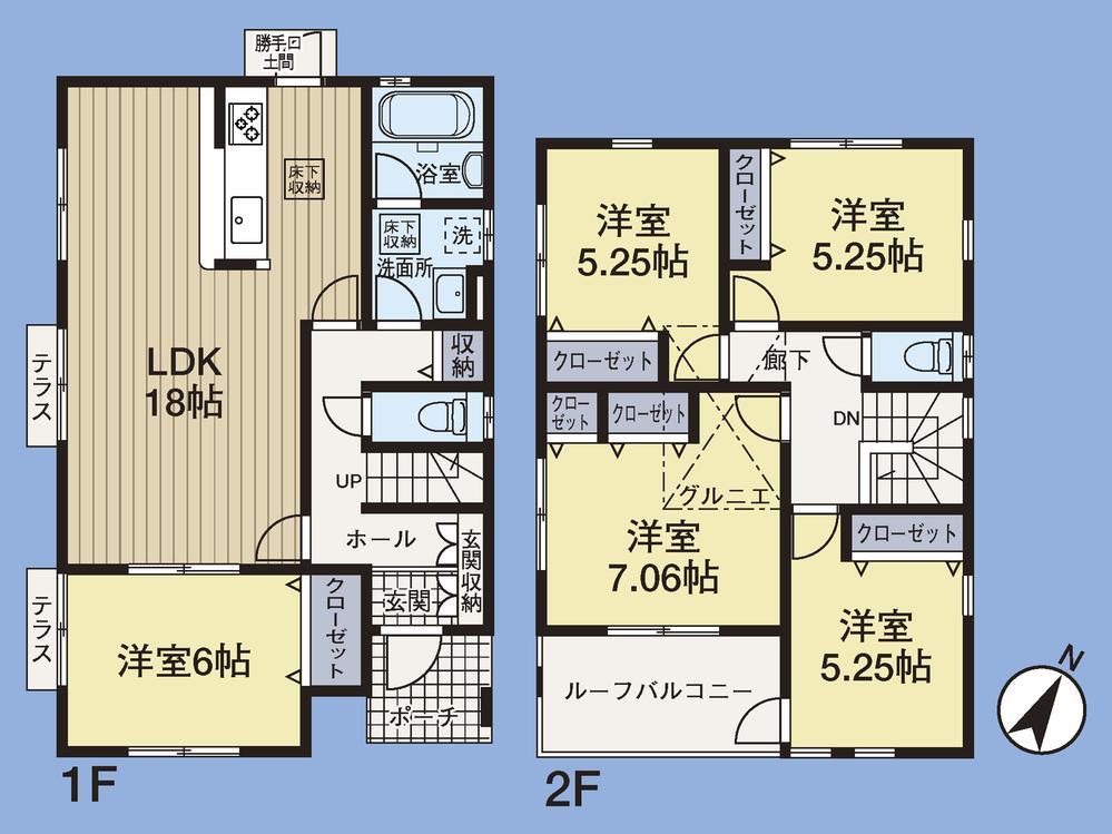 Floor plan. (Building 2), Price 41,300,000 yen, 5LDK, Land area 155.01 sq m , Building area 110.96 sq m