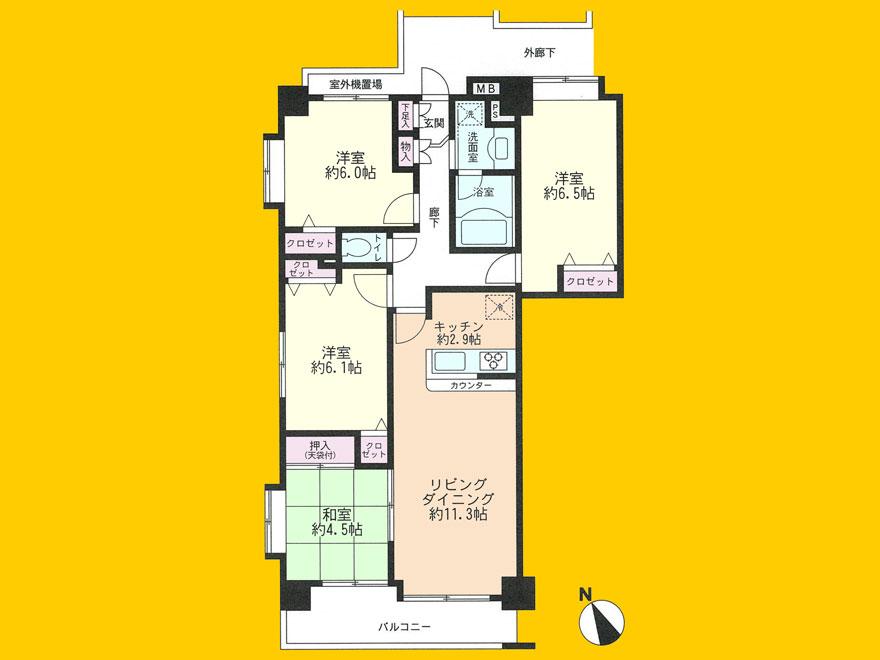 Floor plan. 4LDK, Price 23.8 million yen, Occupied area 80.86 sq m , Balcony area 7.94 sq m