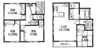 Floor plan. (1 Building), Price 34,800,000 yen, 4LDK, Land area 78 sq m , Building area 84.05 sq m