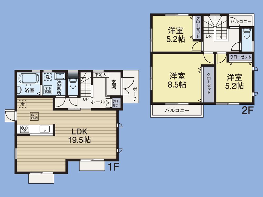Floor plan. (1 Building), Price 38,300,000 yen, 3LDK, Land area 155.95 sq m , Building area 95.21 sq m