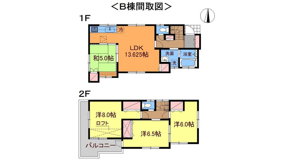 Floor plan. (B Building), Price 32,800,000 yen, 4LDK, Land area 89.29 sq m , Building area 88.55 sq m