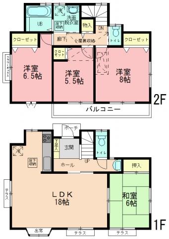 Floor plan. 45,300,000 yen, 4LDK, Land area 130.51 sq m , Building area 100.84 sq m
