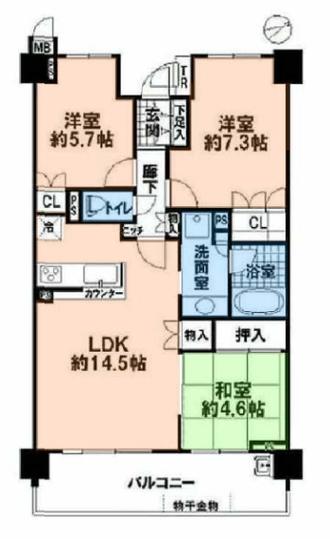 Floor plan. 3LDK, Price 21 million yen, Footprint 72 sq m , Balcony area 13.47 sq m