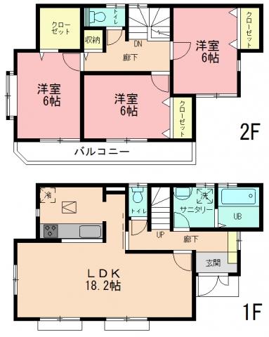 Floor plan. 35,800,000 yen, 3LDK, Land area 95.01 sq m , Building area 92.32 sq m Floor