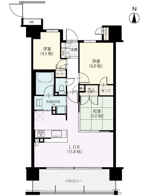 Floor plan. 3LDK, Price 26,300,000 yen, Occupied area 67.83 sq m , Balcony area 12.8 sq m