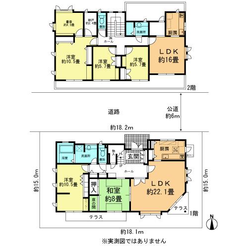 Floor plan. 54,800,000 yen, 5LLDDKK + S (storeroom), Land area 273.16 sq m , Building area 221.69 sq m