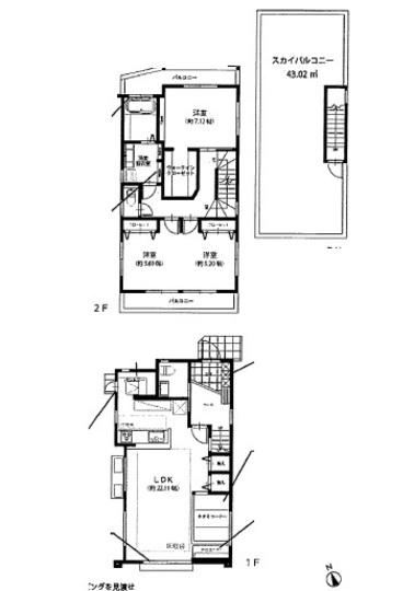 Floor plan. 46,400,000 yen, 2LDK, Land area 140.1 sq m , Building area 111.75 sq m floor plan