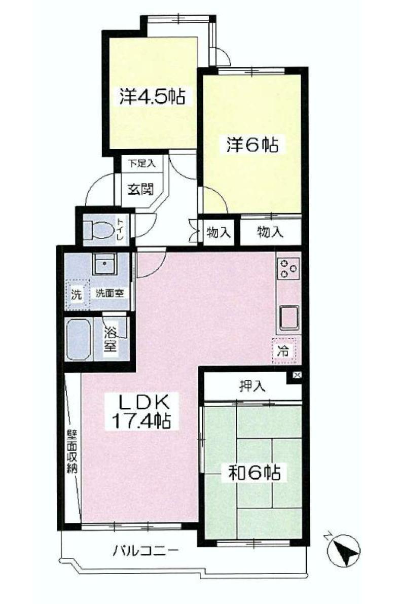 Floor plan. 3LDK, Price 15 million yen, Occupied area 71.84 sq m , Balcony area 6 sq m