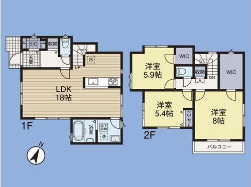 Floor plan. (A Building), Price 39,800,000 yen, 3LDK, Land area 131.65 sq m , Building area 93.98 sq m