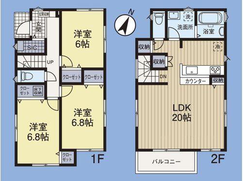 Floor plan. (B Building), Price 37,800,000 yen, 3LDK, Land area 138.22 sq m , Building area 94.39 sq m