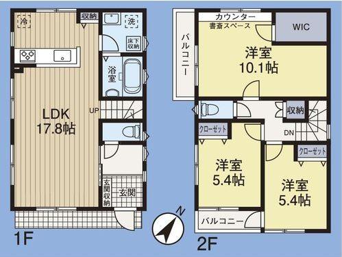 Floor plan. (C Building), Price 38,800,000 yen, 3LDK, Land area 120.12 sq m , Building area 91.91 sq m