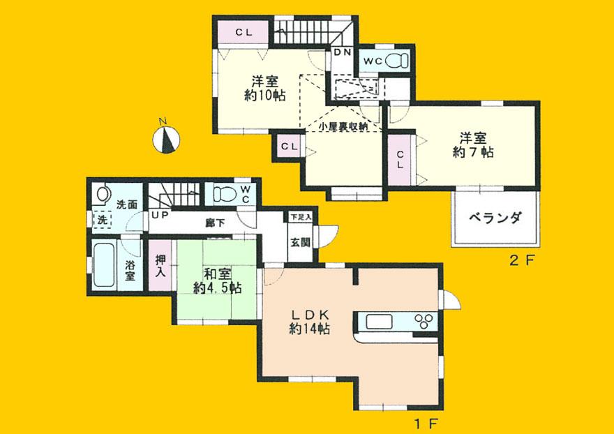 Floor plan. 22,800,000 yen, 3LDK, Land area 180.75 sq m , Building area 89.84 sq m