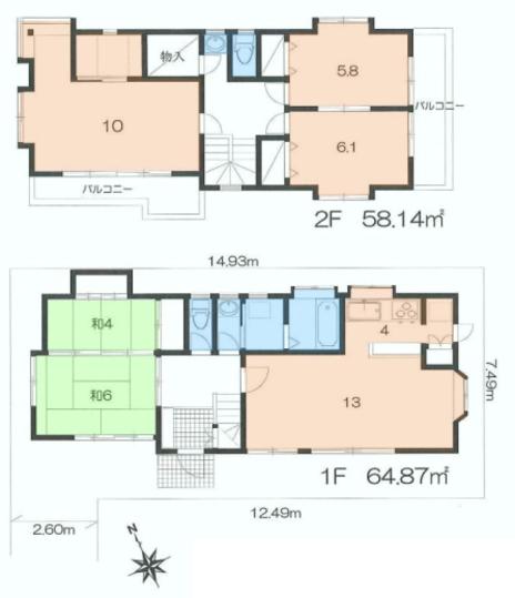 Floor plan. 28.8 million yen, 4LDK, Land area 148.76 sq m , Building area 123.01 sq m